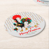 クリスマスライト、ボーブル、プレゼント、オンドリ ラウンドペーパーコースター (アングル)