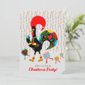 クリスマスライト、ボーブル、プレゼント、オンドリ 招待状 (スタンド正面)