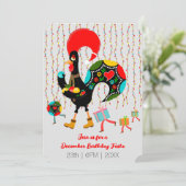 クリスマスライト、ボーブル、プレゼント、オンドリ 招待状 (スタンド正面)