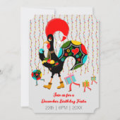 クリスマスライト、ボーブル、プレゼント、オンドリ 招待状 (正面)