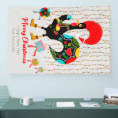 クリスマスライト、ボーブル、プレゼント、オンドリ 横断幕 (トレードショー)