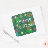 クリスマスライト「メリークリスマス」のステッカーアクア スクエアシール (封筒)