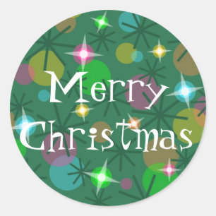 クリスマスライト「メリークリスマス」のステッカー ラウンドシール