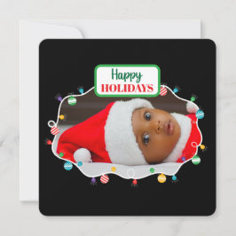 クリスマスライト（自分の写真を追加）ホリデーカード シーズンカード