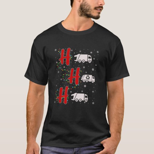 クリスマスライト HO HO HO ゴミ収集車 面白い アガリクリスマス Tシャツ (正面)