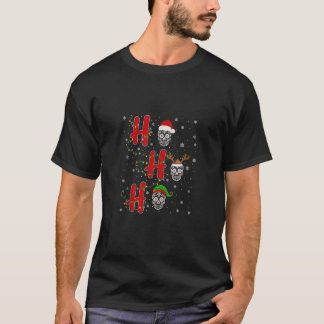 クリスマスライト HO HO HO シュガースカル おもしろい クリスマスの醜い服 Tシャツ