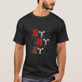 クリスマスライト HO HO HO パワーリフティング おもしろい クリスマスのせいで醜い Tシャツ
