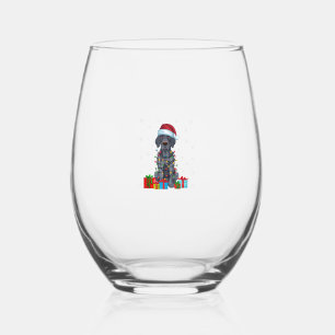 クリスマスライトSanta German Shorthaired Pointer Dog C ステムなしワイングラス