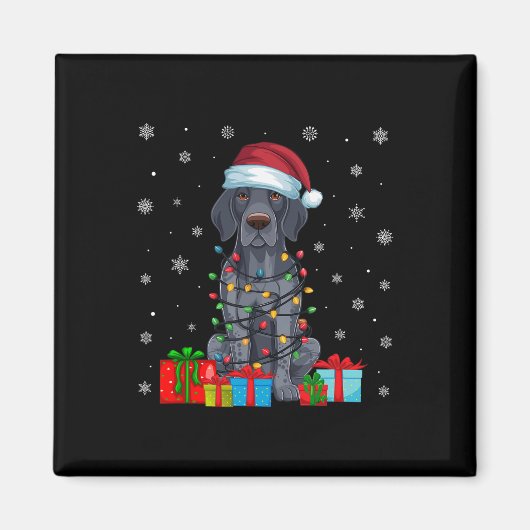 クリスマスライトSanta German Shorthaired Pointer Dog C マグネット (正面)