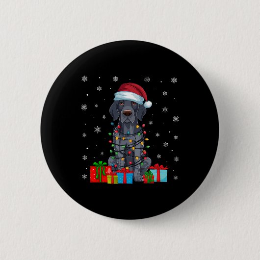 クリスマスライトSanta German Shorthaired Pointer Dog C 缶バッジ (正面)