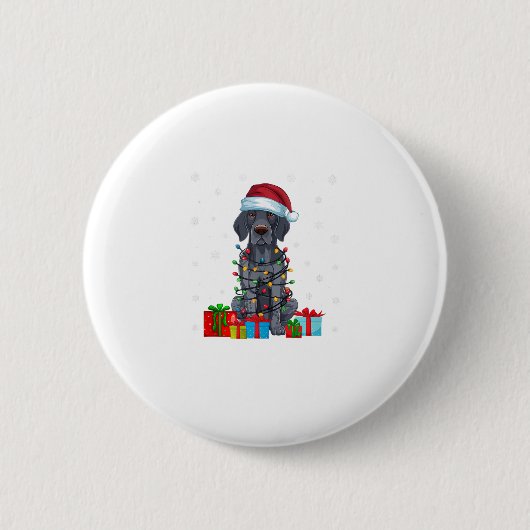 クリスマスライトSanta German Shorthaired Pointer Dog C 缶バッジ (正面)