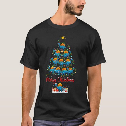 クリスマスライトSanta Spinosaurus恐竜クリスマス Tシャツ (正面)