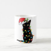 クリスマスライトSweで絡まった黒猫サンタ コーヒーマグカップ (中央)