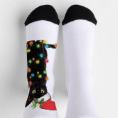 クリスマスライトSweで絡まった黒猫サンタ ソックス (上部)