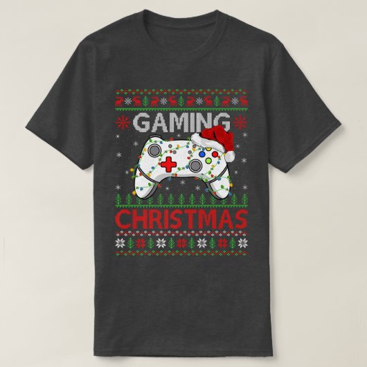 クリスマスライトVideo Game Controller醜いゲームChri Tシャツ (デザイン正面)