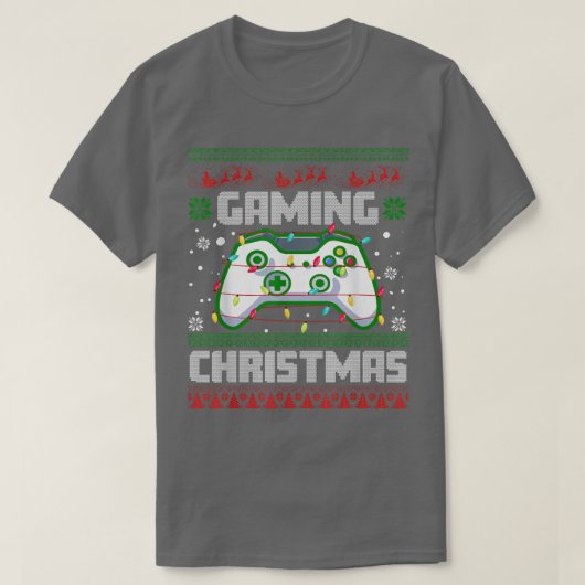 クリスマスライトVideo Game Controller醜いゲームChri Tシャツ (デザイン正面)
