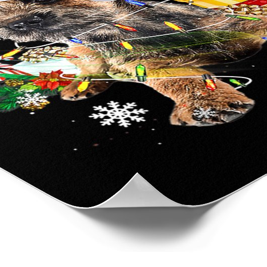 クリスマスライトXm付きサンタミニチュアシュノーザー ポスター (角)