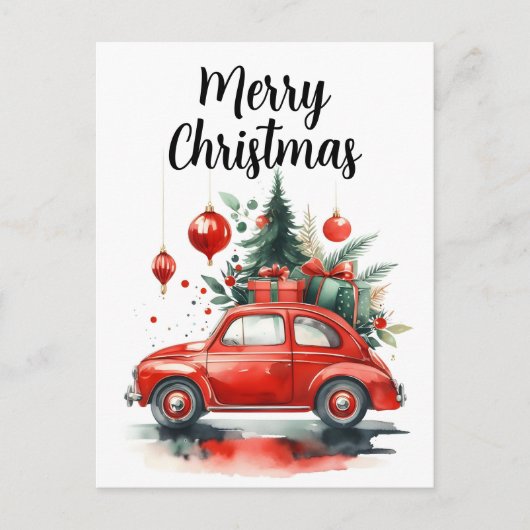 クリスマスライドとプレゼント シーズンポストカード (正面)