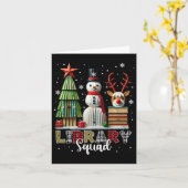 クリスマスライブラリアンブックスクリスマスツリー雪だるまラインデ カード (黄色い花)