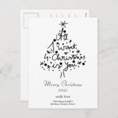 クリスマスラインアートミニマリストブラック&ホワイト引用文 シーズンポストカード (正面/裏面)