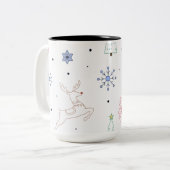 クリスマスラインアートミニマルモダンリスト ツートーンマグカップ (正面左)