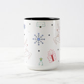クリスマスラインアートミニマルモダンリスト ツートーンマグカップ (中央)