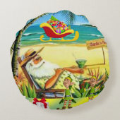 クリスマスラウンドピロー、夏ビーチサンタ ラウンドクッション (裏面)