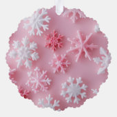 クリスマスラウンドピンクのスノーフレーク写真 オーナメントカード (裏面)