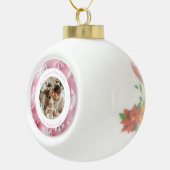 クリスマスラウンドピンクのスノーフレーク写真 セラミックボールオーナメント (右)