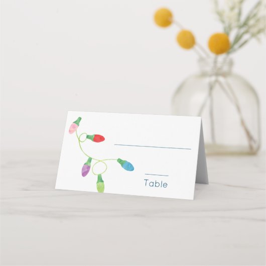 クリスマスラカラフルイトの列結婚成 プレイスカード (正面)