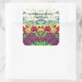 クリスマスラクダのステンドグラス スクエアシール (バッグ)