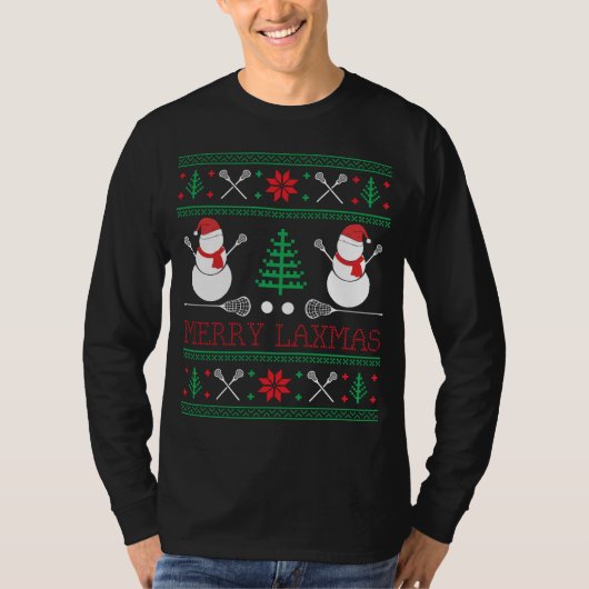 クリスマスラクロスのラックス選手が醜いクリスマスクリスマス Tシャツ (正面)