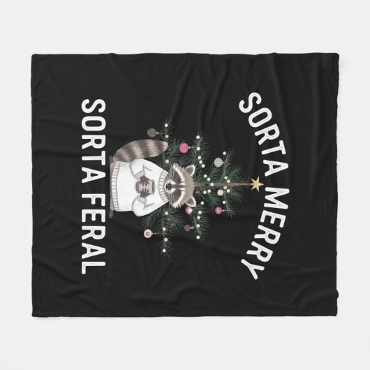 クリスマスラクーンソルタソメリールタフェラルクリスマス フリースブランケット (正面(横))