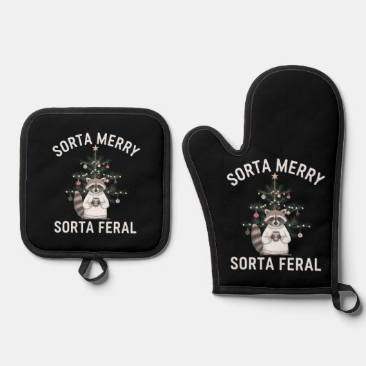 クリスマスラクーンソルタソメリールタフェラルクリスマス 鍋つかみ&鍋敷きセット (正面)