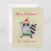 クリスマスラクーンホールディングホリデーライト シーズンポストカード (正面/裏面)