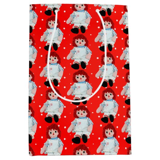 クリスマスラグドール水玉模様 ミディアムペーパーバッグ (正面)