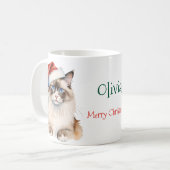 クリスマスラグドール猫の水彩 コーヒーマグカップ (正面左)