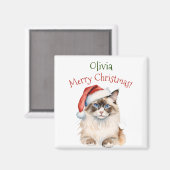 クリスマスラグドール猫の水彩 マグネット (正面/裏面)
