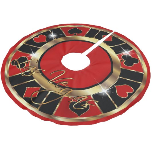 クリスマスラスベガススタイル ブラッシュドポリエステルツリースカート (アングル)