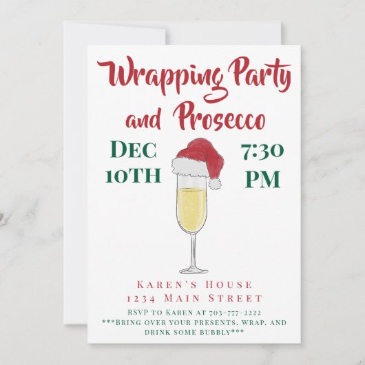 クリスマスラッピングパーティーとプロセッコレディースナイト 招待状 (正面)