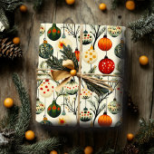 クリスマスラッピング紙とカラフルオーナメント ラッピングペーパー