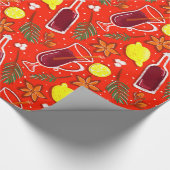 クリスマスラッピング紙とラッピングしたワイン ラッピングペーパー (角)