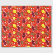 クリスマスラッピング紙とラッピングしたワイン ラッピングペーパー (フラット)