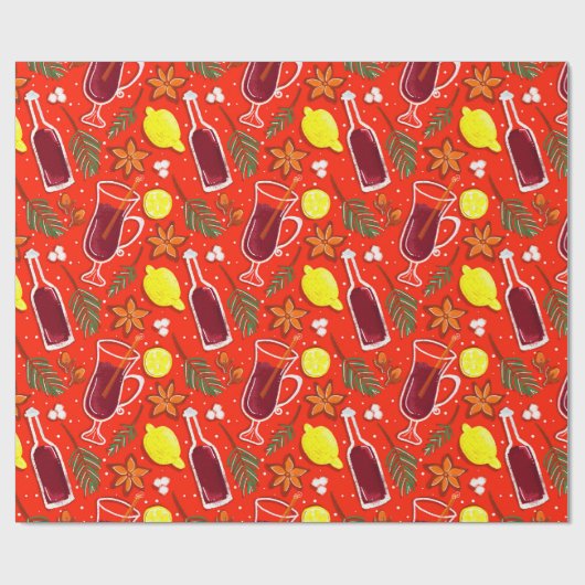 クリスマスラッピング紙とラッピングしたワイン ラッピングペーパー (フラット)