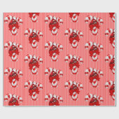 クリスマスラッピング紙キャンディケーンレッドストライプ ラッピングペーパー (フラット)