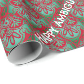 クリスマスラッピング紙グリーンと赤おもしろい ラッピングペーパー (ロールコーナー)