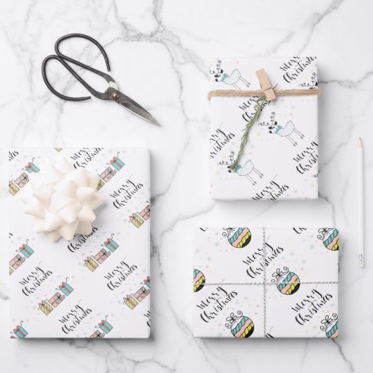 クリスマスラッピング紙シート ラッピングペーパーシート (正面)