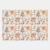 クリスマスラッピング紙セット3デザイン ラッピングペーパーシート (正面)