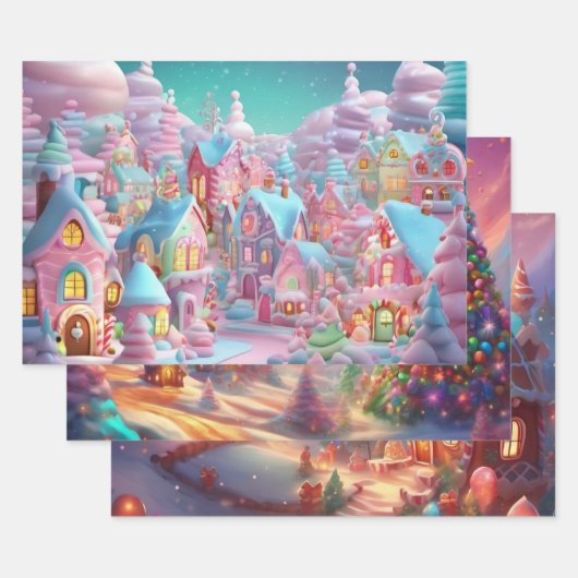 クリスマスラッピング紙セット3 ラッピングペーパーシート (セット)