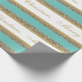 クリスマスラッピング紙フェイクグリッターストライプの ラッピングペーパー (角)